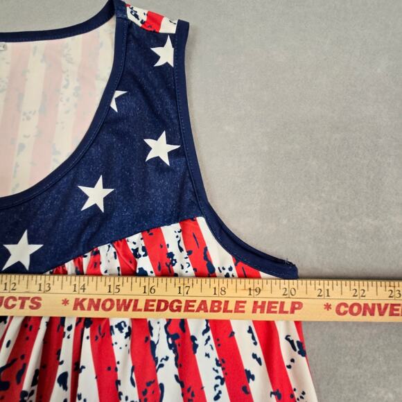 Patriotic Sleeveless round Collar Stripes & Stars Women's Flowy Tank Top NWOT - Picture 7 of 10